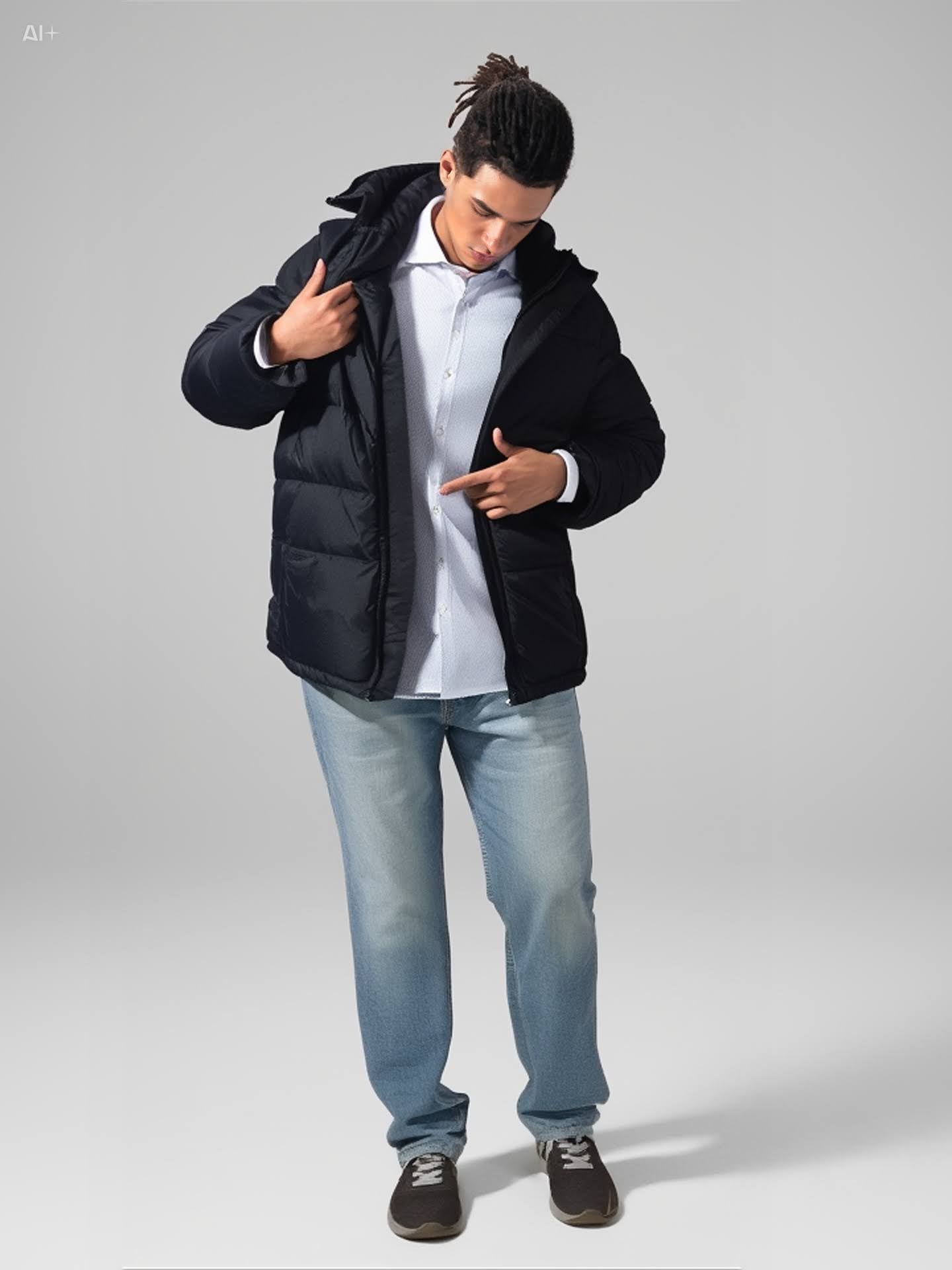Campera de abrigo con cierres y puños ajustables